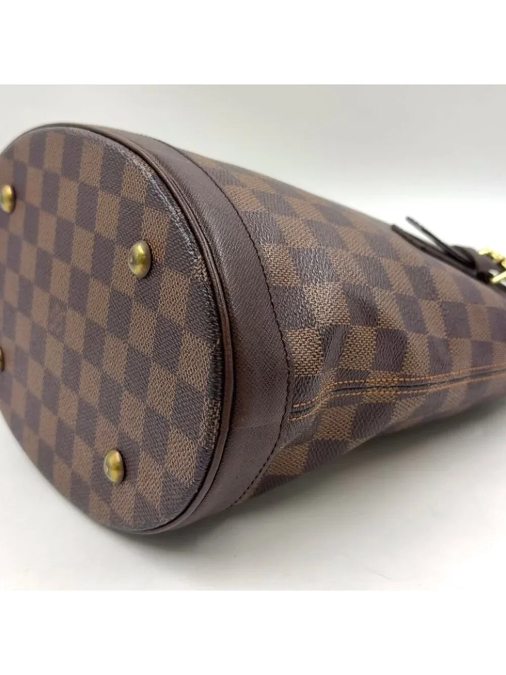 Louis Vuitton Marais Damier Ebene Leather Brown Tote Gold